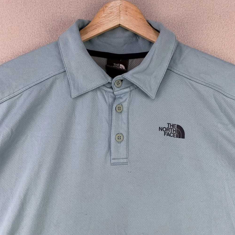 The North Face Polo Shirt Mens Large Blue Short Sleeve Hiking Performance Tech